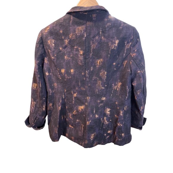 Coldwater Creek Womens Brown Gold Metallic Textured Blazer Skirt Suit Set Sz 12P - Picture 4 of 14